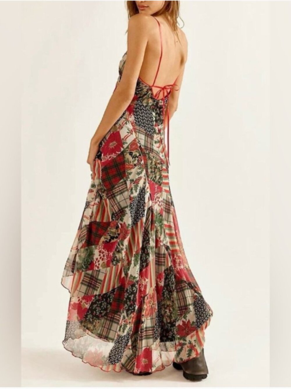 Free People Tis the Season Bohemian Patchwork Floral Slip Maxi Dress Size 4 & 6 - Picture 1 of 16